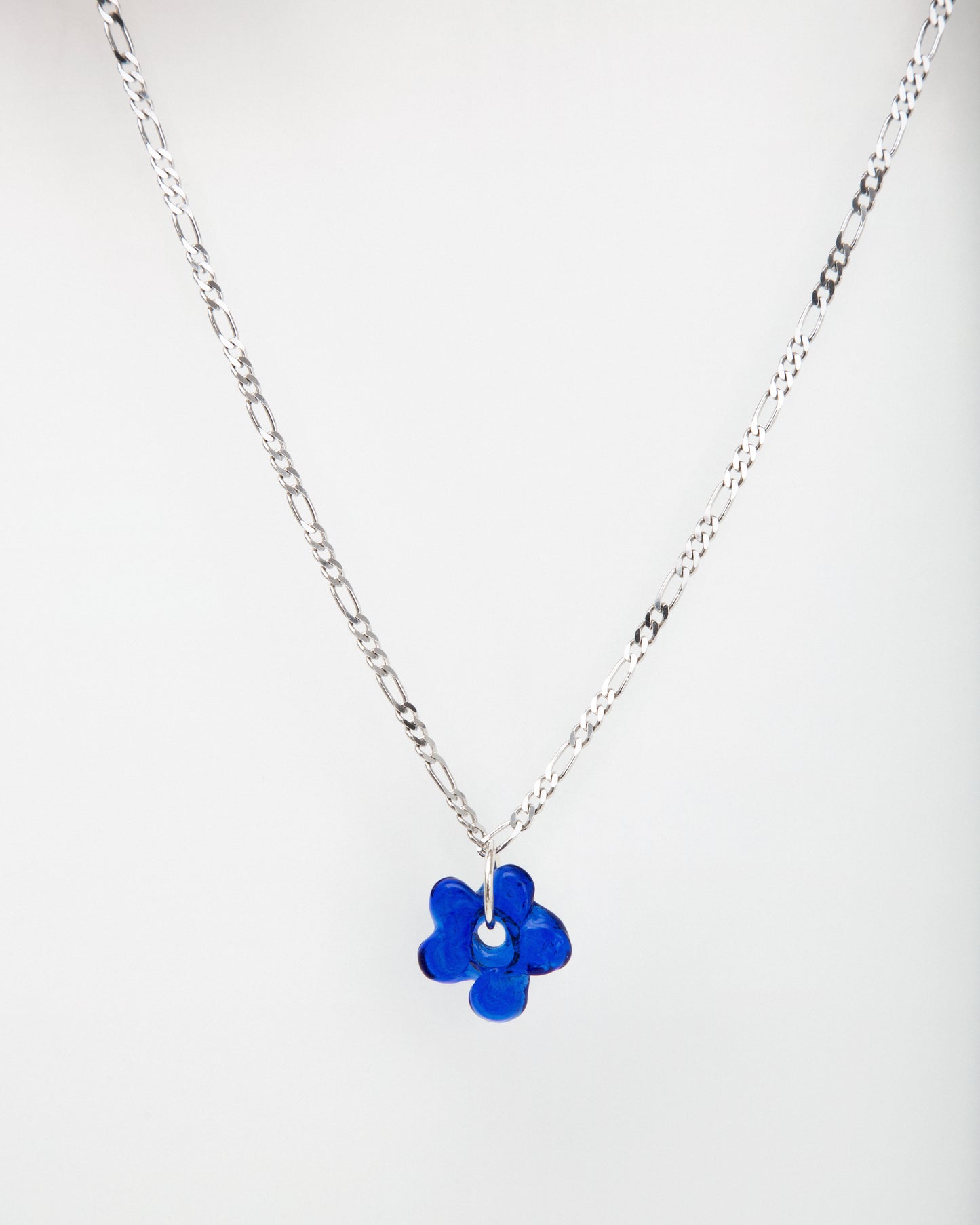 COSMIC SMALL Glass Flower with Figaro Chain