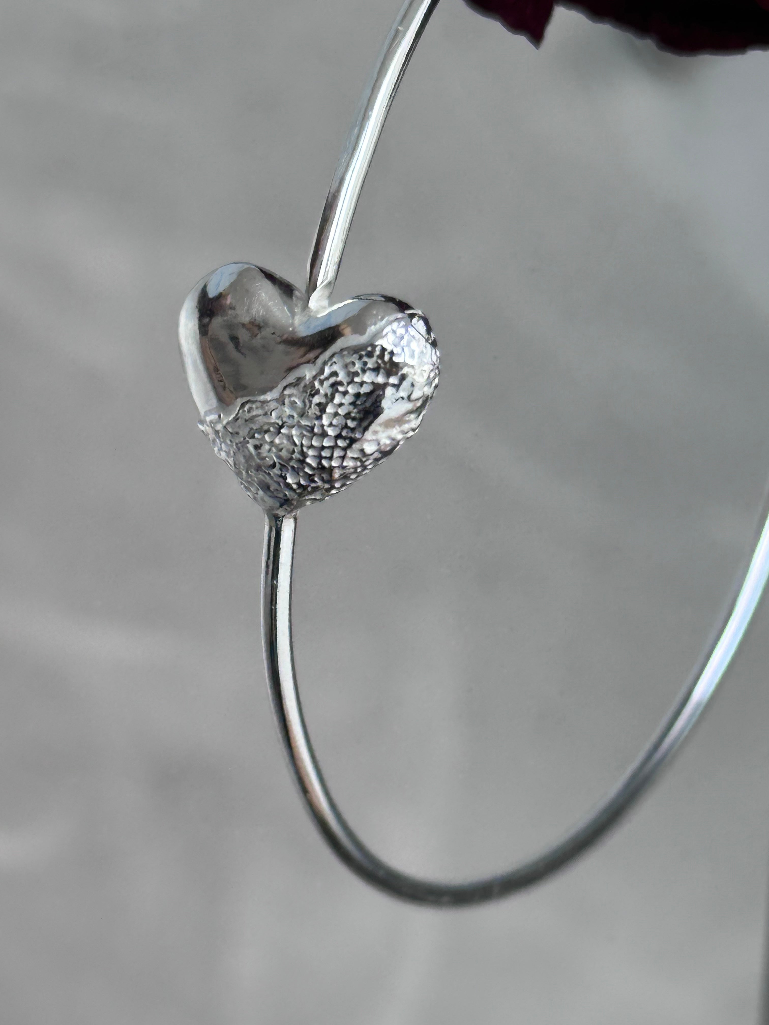 PUFFY LACE HEART Hoops