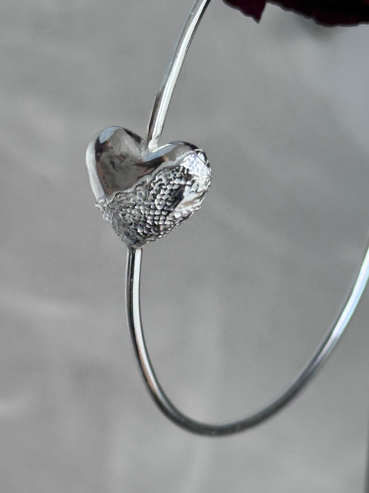PUFFY LACE HEART Hoops