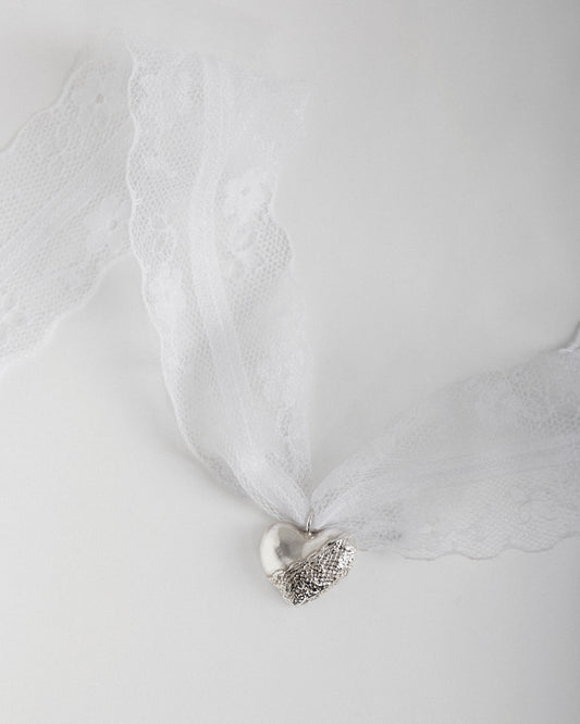 Puffy Lace Heart Necklace