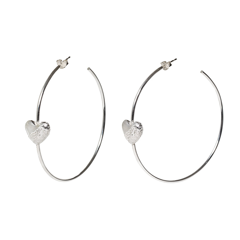 PUFFY LACE HEART Hoops