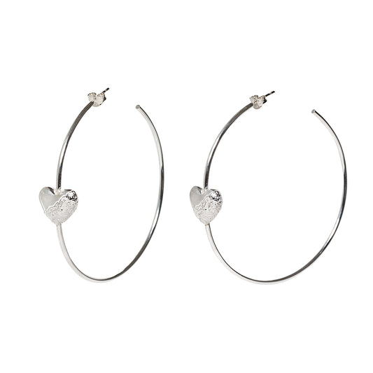 PUFFY LACE HEART Hoops