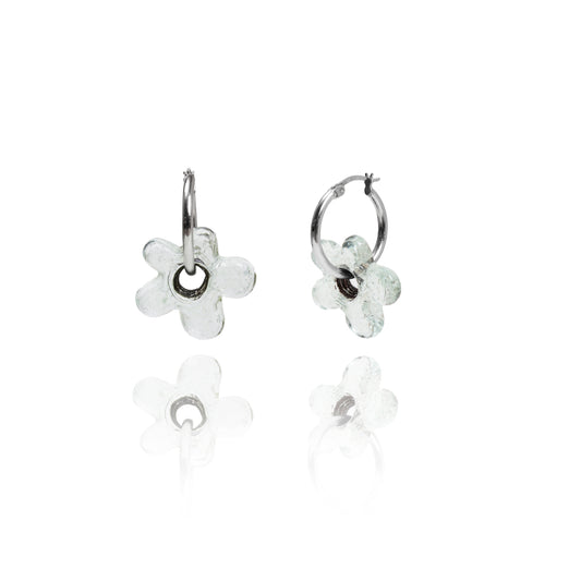 COSMIC Glass FLOWER ⌀20 Hoop Earrings