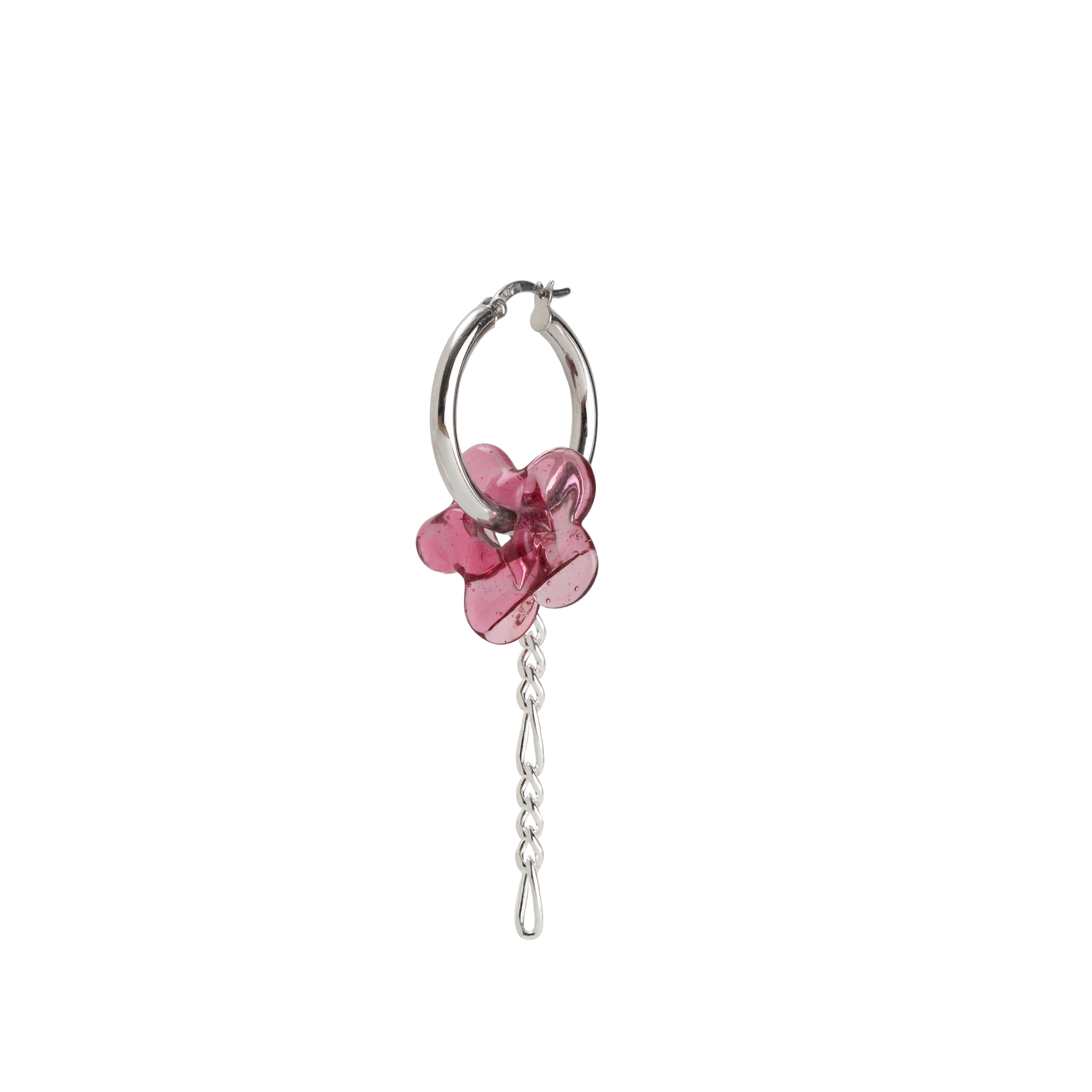 PINK FLOWER Hoop Earrings