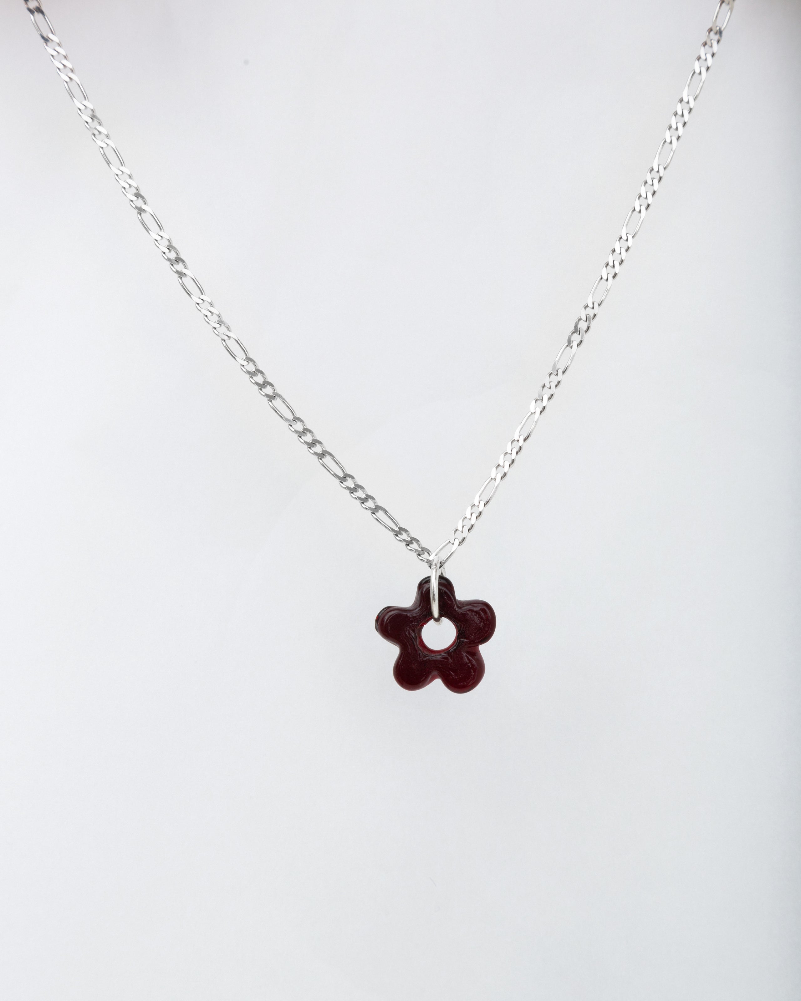 COSMIC SMALL Glass Flower with Figaro Chain