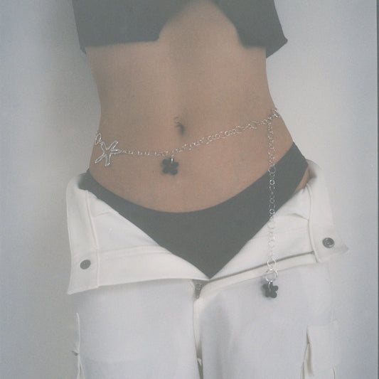 COSMIC FLOWER Belly Chain with glass flowers