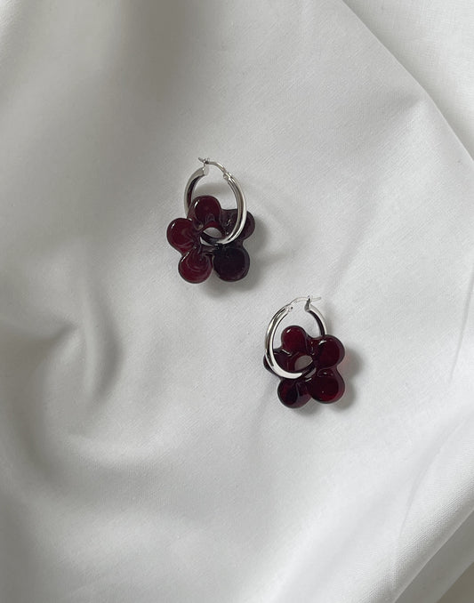 COSMIC Glass FLOWER ⌀20 Hoop Earrings